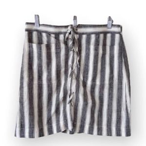 Madewell Mini Skirt Size 6 Striped Lace Up Grey Cream